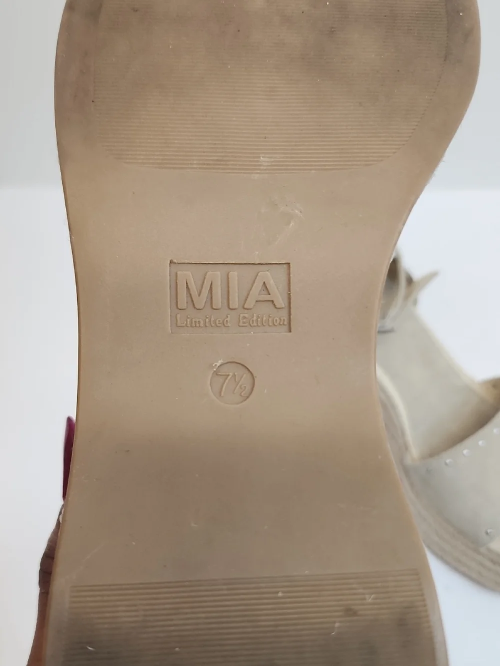 MIA Beige Suede Studded Espadrille Wedge Sandals Size 7.5